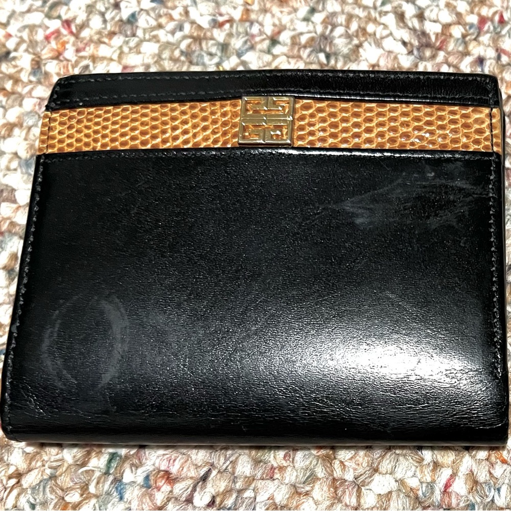 Givenchy Black Genuine Leather / Lizard Wallet Gold Accents Man/Woman FREE SHIP